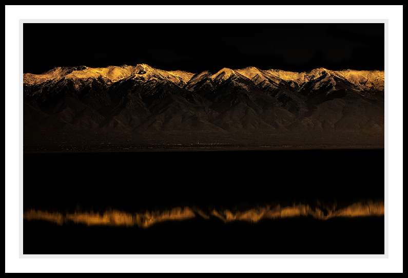 Reflections of the mountains in the Great Salt Lake.